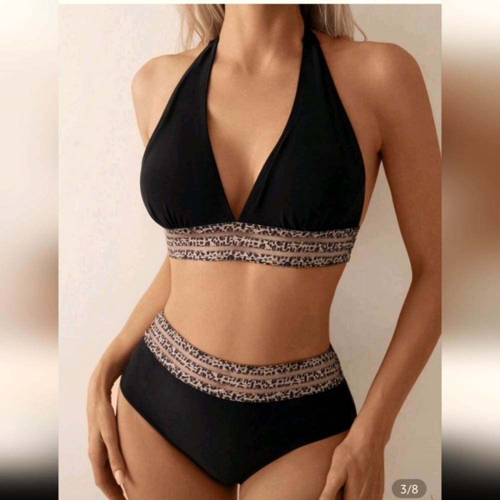 Black Halter Bikini Set